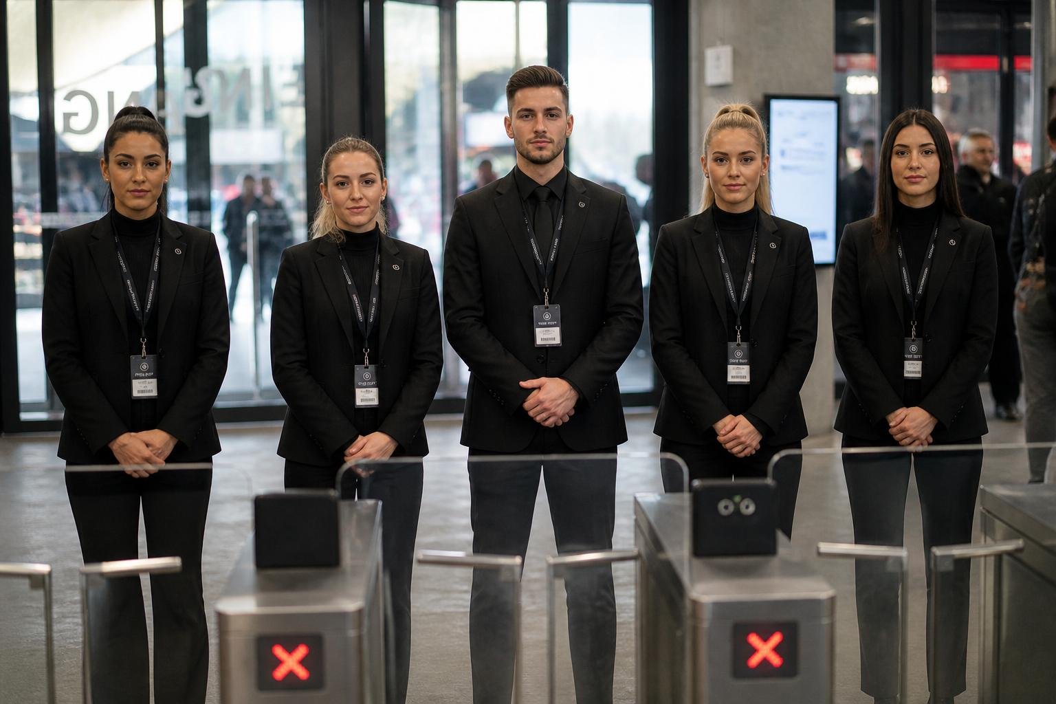 BKF-Team in einheitlicher Dienstkleidung am Eingang einer Veranstaltung